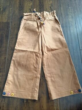 Matilda Jane Tan Wide-Leg Paperbag Pants with Colorful Braided Drawstring